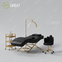 Mobilier d'Équipement de Salon de Luxe Rose Or Table de Massage Moderne Lit Facial Cils Allongé à Vendre