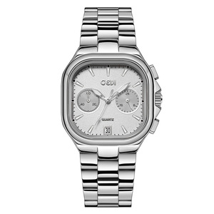 Nouvelle montre pour femme, design carré à cinq aiguilles, compacte et élégante, avec bracelet en acier et affichage de la date - Product Image 2