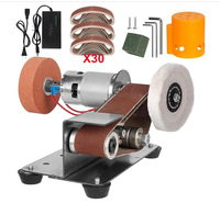 Mini Kit de ponceuse à bande multifonction électrique Ceinture à 15 degrés Vitesse réglable Bricolage Polissage Rectifieuse E-Knife Sharpener