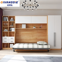 Lit Murphy moderne escamotable mural, design gain de place, lit de rangement modulaire pliable, tailles personnalisables, mobilier de maison