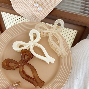 Clipes de cabelo antiderrapantes, grampos de cabelo para mulheres com garra, temperamento, arco transparente, grande, grampos de garra para cabelo grosso - Product Image 5