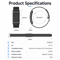 Bracelet Connecté Fitness, Montre Intelligente, Moniteur de Santé, Suivi du Sommeil, Bracelet Étanche Portable pour la Santé