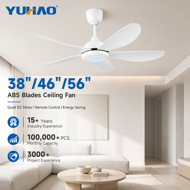 OEM ODM Factory 5 ABS Blades Home Office Bedroom 38 46 56 Inch Quiet BLDC Motor Remote Control Ceiling Fan Without Light