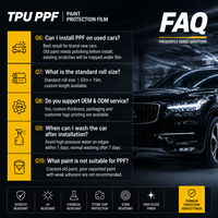 Film de protection transparent anti-jaunissement auto-réparateur hydrophobe de haute qualité 6,5 mil, pré-découpé, en TPU PPF, pour carrosserie de voiture