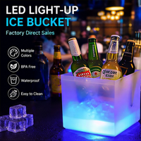 Seau à glace LED 3,5 L carré en PP de qualité alimentaire à double paroi, transparent, dégradé RGB, pour bar à vin, KTV, hôtel, fête, logo personnalisé, fourniture OEM