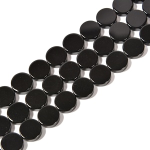 Perle de pièce de monnaie plate en onyx noir naturel de 10mm perles de pierre de brins de pierres précieuses en vrac pour la fabrication de bijoux 8mm 12mm - Product Image 1