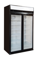 Vitrine réfrigérée verticale à double porte pour supermarché, idéale pour la vente de viande préemballée