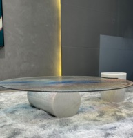 Table basse en marbre et verre de luxe nordique moderne avec certification CE européenne, table basse haut de gamme pour hôtel, appartement familial et villa