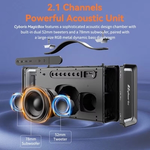 Haut-parleur portable T15 100W avec subwoofer, poignée RGB, étanche IPX6, sans fil, prise en charge des cartes TF, AUX, TWS, basses profondes, alimenté par batterie - Product Image 6