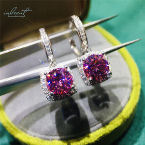 Boucles d'oreilles carrées en argent 925, 2 Carat, taille brillante, <span class=keywords><strong>Test</strong></span> de diamant passé rose, Moissanite, bijoux de fête, pierres précieuses - Product Image 2