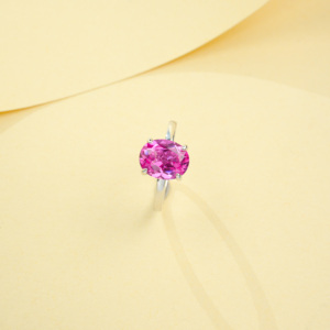 Anillo Clásico de Zafiro Padparadscha en Plata de Ley S925 - Product Image 3