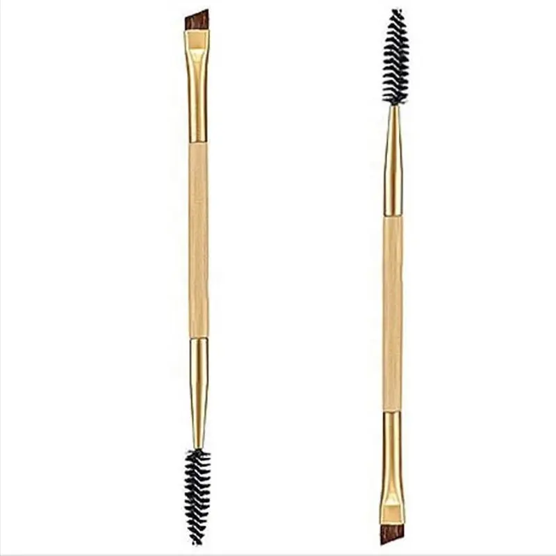 Двухсторонняя кисть для бровей, бигуди для ресниц, Бамбуковая ручка, карандаш для бровей
