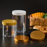 Pot alimentaire rond transparent en PET, 100 mm de large, avec couvercle à vis, qualité alimentaire, 1000 ml, pour l'emballage de fruits secs, d'épices et de thé