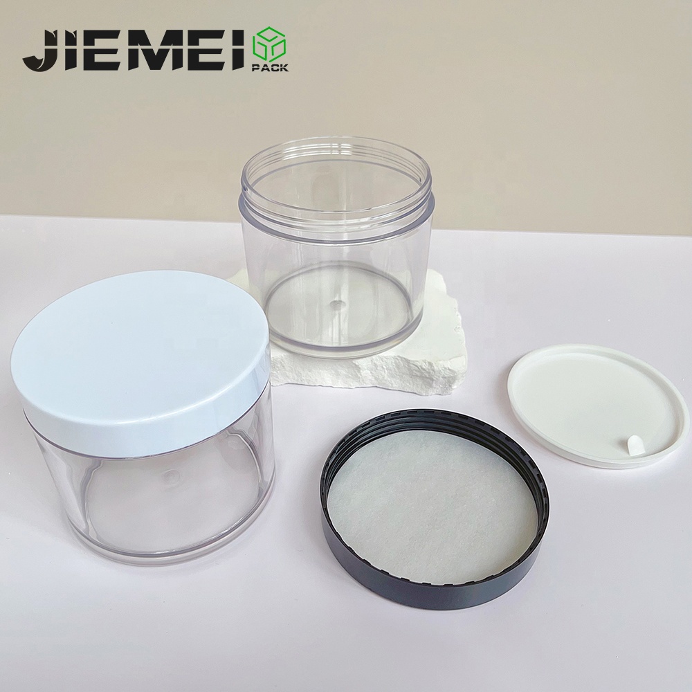 JIE MEI Stock 15g 30g 50g 80g 100g 120g 150g 200g 250g 300g Thick Wall PET Empty Face Cream Jar Custom Logo Body Scrub Container