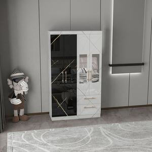 ตู้เสื้อผ้าไม้ Mdf มันวาวสูง,ตู้เสื้อผ้าห้องนอนสำหรับเด็กตู้เสื้อผ้าเฟอร์นิเจอร์3ประตูพร้อมกระจกห้องนอน - Product Image 2