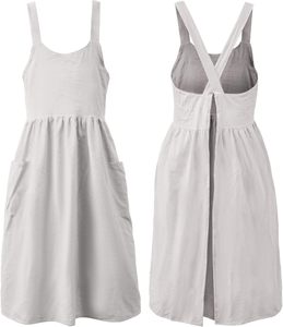 Tablier en lin pour mère Tablier de travail à dos croisé pour femme avec poches Tablier chasuble X Cross Halter pour chef cuisinier jardinage - Product Image 6