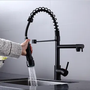Luxury Pullout Sink Taps Pull Out Kitchen Faucet Matt Black With Pull Down Sprayer Kitchen Tap Kitchen Sink Faucet