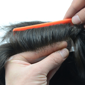 Toupee con Cierre de Encaje Completo, Cabello Humano Remy Indio 100% Liso, Base 8x10, 110% de Densidad, Lothair VIH-ST07 para Hombres - Product Image 1