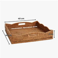 Maßgefertigtes Rechteckiges Rattan-Serviertablett mit Tragegriffen Elegantes Handgefertigtes Esszimmer-Küchen-Make-up Teezeit-Essentials