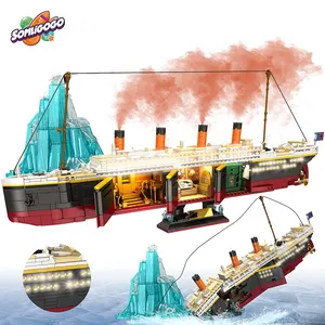 SL Titanic Ship Iceberg DIY seri film Model bata kompatibel blok bangunan mainan pendidikan untuk anak-anak pengembangan otak