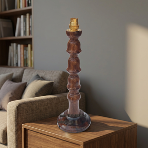 Handmade Polished <b>Wooden</b> Lamp in Brown Color Antique Imitation Style Eco-Friendly for Home & Hotel Decoration - Product Image 3