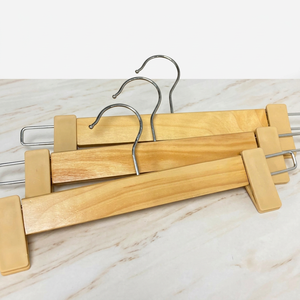 Luxury Natural Wood Double Tier Multifunction <b>Trouser</b> <b>Hangers</b> PP Plastic Clips Sustainable Garment Display Boutique Fashion - Product Image 1