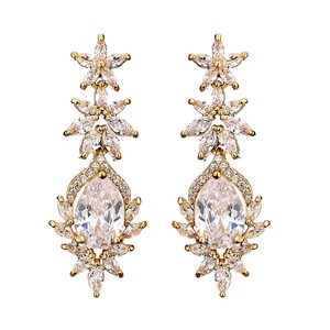 RAKOL EP1132 Shiny Zircon Inlaid Gold-Plated Women's High-Quality Fashion Boutique Jewelry Bridal Wedding Earrings - Product Image 6