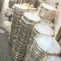 Ensemble de 3 pièces de grands vases dorés pour centre de table de mariage avec panneau en acrylique, centres de table géométriques avec support de fleurs pour la fête de mariage