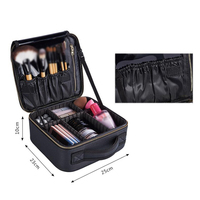 Sac de maquillage professionnel personnalisé noir avec séparateurs ajustables, grande trousse de cosmétiques, organiseur de rangement de voyage