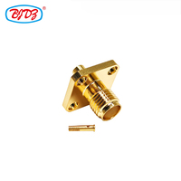Usine directement SMA femelle Jack 4 trous bride plaqué or soudure sertissage pour RG405 086 RG085 câble RF coaxial connecteurs coaxiaux