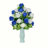 Bouquet de roses artificielles en soie pour cimetière, fleurs pour Noël, Thanksgiving, Jour du Souvenir, décorations, technique de moulage par injection