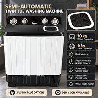 Laveuse/sécheuse électrique semi-automatique à double cuve de 10 kg tout-en-un pour usage domestique et hôtelier, design portable, utilisation facile