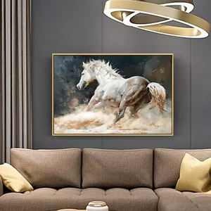 White <strong>Horses</strong> <strong>Horse</strong> Oil Moden Abstract Canvas <strong>Painting</strong> - Product Image 3