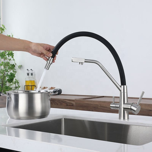 Robinet de cuisine extractible en acier inoxydable, robinet de cuisine 3 voies avec purificateur d'eau potable - Product Image 2