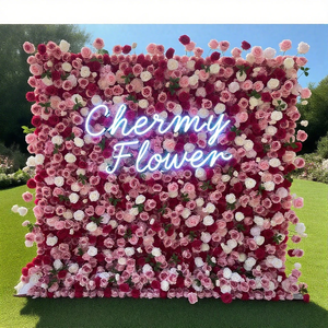 Đám Cưới Đảng Màu Tím Hoa Tường Backdrop 8ft X 8ft Nhân Tạo Màu Tím Hoa Hồng Hoa 5D Tường - Product Image 6