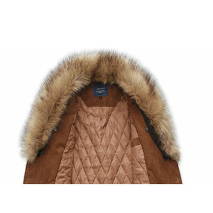<span class=keywords><strong>Cappotto</strong></span> Invernale in Camoscio Marrone Stile Coreano con Grande Collo in Vera Pelliccia Chiusura Doppiopetto Imbottitura in Poliestere per <span class=keywords><strong>Uomo</strong></span> - Product Image 4