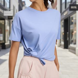 Top Deportivo Ecológico Reciclable de Corte Ajustado para Yoga y Fitness, de Secado Rápido, Transpirable, con Cuello Redondo y Manga Corta, de Spandex/Poliéster, para Verano - Product Image 2