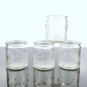 New Special Design Transparent Relief <b>Glass</b> Empty Candle Cup Creative Candle Jar DIY <b>Container</b> Candle Holder Jar - Product Image 1