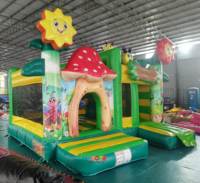 Château gonflable combiné KUOYE pour fête de printemps, château gonflable à fleurs, château gonflable à abeilles avec toboggan pour enfants