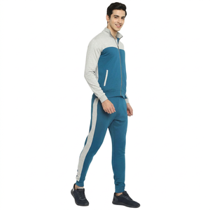 Conjunto de Chándal de Invierno Unisex Azul Grisáceo Lavado al Ácido, Estilo Urbano, 100% Algodón, Chaqueta con Cremallera Completa y Cordón Ajustable, ¡Venta Caliente! - Product Image 1