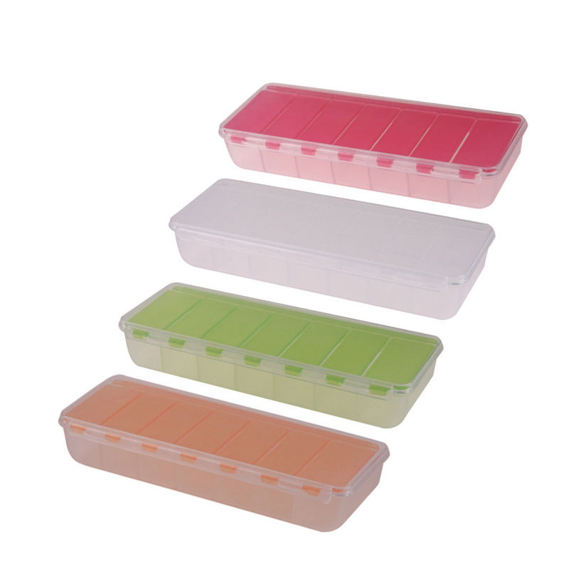 Amazon 2020, отправка, Серебряный откидной 7-дневный контейнер для таблеток, пластиковый органайзер для таблеток с 7 отделениями