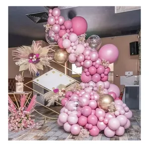 138pcs Pastel Pink Rose Balloon Arch Garland Kit for Baby Shower Birthday Graduation Wedding Party Decoration Set