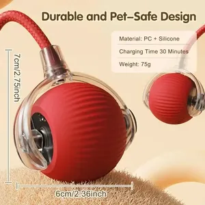 Durable Plastic Smart Pet Interactive Eco-Friendly Rechargeable Automatic Rolling Ball Boredom Buster Fun Tail <strong>Cats</strong> - Product Image 2