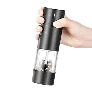 Electric Pepper Grinder Adjustable Coarseness USB Charging Portable Travel Cylinder Shape Black Pepper Mill With Plastic Lid - Product Image 2