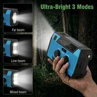 AM FM Solar Hand Crank 5000mAh Phone Charger LED Flashlight SOS Alarm Portable Hiking Disaster Survival Radio