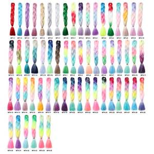 Vente en gros de cheveux à tresser jumbo Henlon en fibre douce résistante à la chaleur, couleur ombrée pure 2, <span class=keywords><strong>3</strong></span>, 4 <span class=keywords><strong>tons</strong></span>, avec paillettes et tinsel, pour festivals - Product Image 2