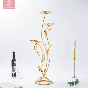 Elegante Supporto per <span class=keywords><strong>Fiori</strong></span> in Metallo Dorato, Centrotavola Artistico per Matrimoni, Tre Pallet Personalizzabili - Product Image 1