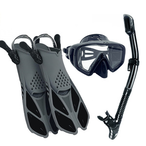 Set de Buceo HhaoSport, Máscara, Aletas y Snorkel, Negro, Tres Piezas, Equipo de Natación y Snorkel - Product Image 1