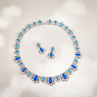 Ensemble de bijoux afghans en laiton bleu, colliers, boucles d'oreilles et bracelets en forme de cloche, accessoires de mariage pour la mariée, vente en gros