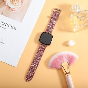 Bracelet de montre en silicone pailleté compatible avec Fitbit <span class=keywords><strong>Versa</strong></span> 4 <span class=keywords><strong>3</strong></span> / <span class=keywords><strong>Sense</strong></span> 2, bracelet de remplacement scintillant pour femmes et filles - Product Image 3